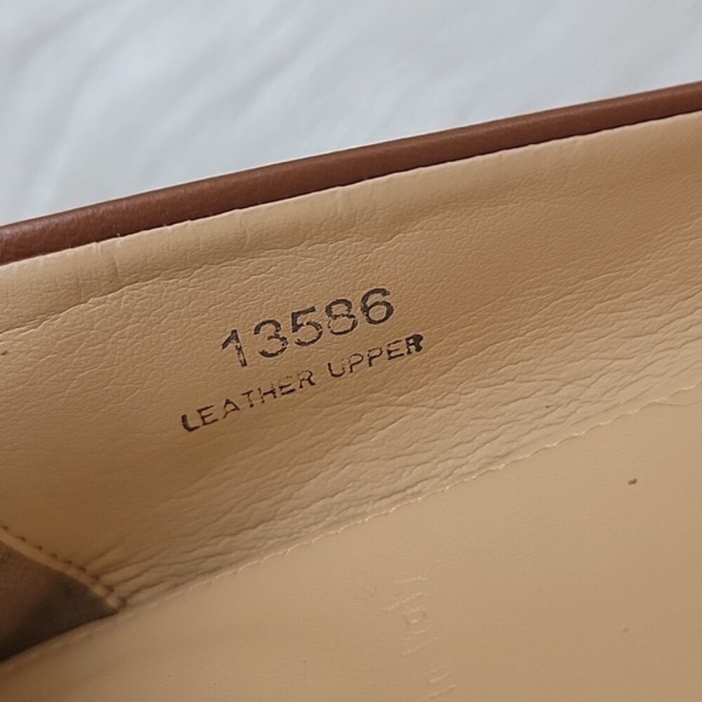 J.CREW Two Tone Leather Cap Toe Gold Chain Accent Preppy Old Money Ballet Flat 9 - Picture 10 of 14